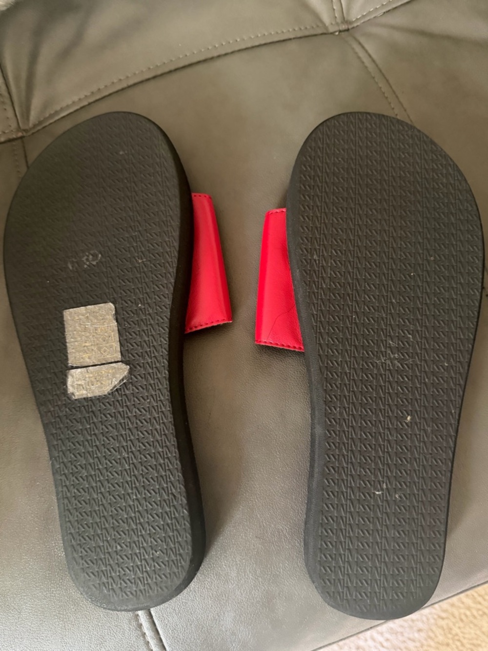 Michael Kors Red and Black MK Logo Slide Sandals - Picture 3 of 3